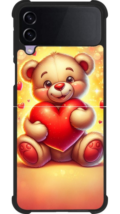 Samsung Galaxy Z Flip3 5G Case Hülle - Silikon schwarz Valentin 2024 Teddy Liebe