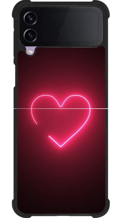Samsung Galaxy Z Flip3 5G Case Hülle - Silikon schwarz Valentine 2023 single neon heart