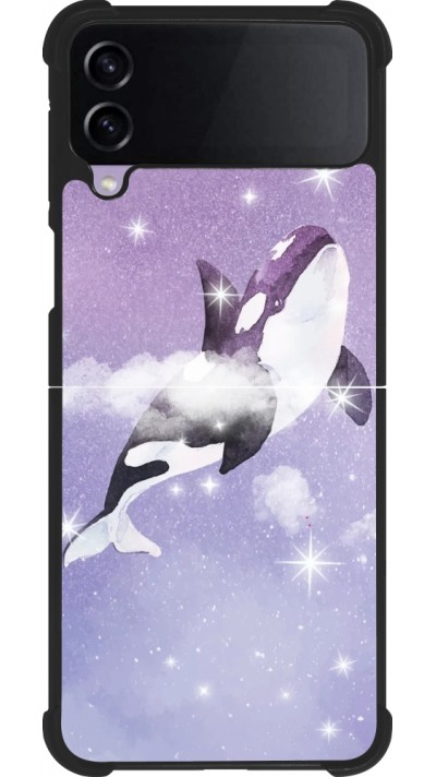 Samsung Galaxy Z Flip3 5G Case Hülle - Silikon schwarz Whale in sparking stars