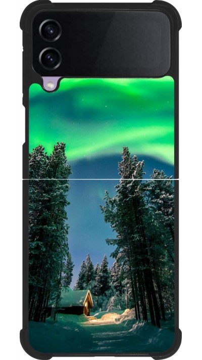 Samsung Galaxy Z Flip3 5G Case Hülle - Silikon schwarz Winter 22 Northern Lights