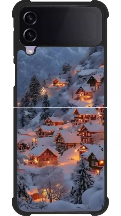 Samsung Galaxy Z Flip3 5G Case Hülle - Silikon schwarz Winter 25 Winter snowy village