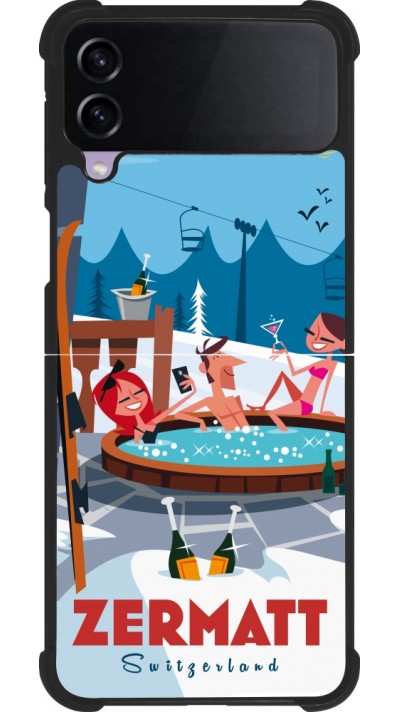 Samsung Galaxy Z Flip3 5G Case Hülle - Silikon schwarz Zermatt Mountain Jacuzzi