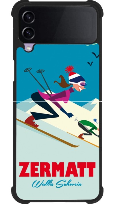 Samsung Galaxy Z Flip3 5G Case Hülle - Silikon schwarz Zermatt Ski Downhill