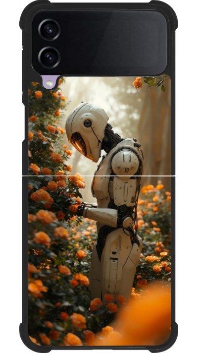 Samsung Galaxy Z Flip4 Case Hülle - Silikon schwarz Astronaut flowers 2025