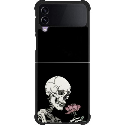 Samsung Galaxy Z Flip4 Case Hülle - Silikon schwarz Halloween 2023 rose and skeleton
