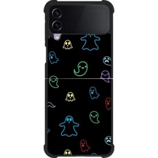 Samsung Galaxy Z Flip4 Case Hülle - Silikon schwarz Halloween 2024 colorful ghosts