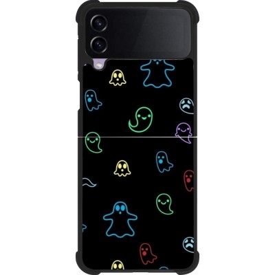 Samsung Galaxy Z Flip4 Case Hülle - Silikon schwarz Halloween 2024 colorful ghosts