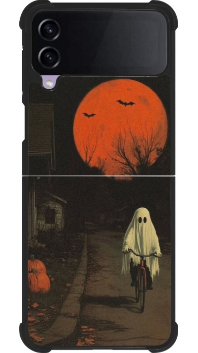 Samsung Galaxy Z Flip4 Case Hülle - Silikon schwarz Halloween 2025 Ghost on a bicycle
