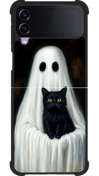 Samsung Galaxy Z Flip4 Case Hülle - Silikon schwarz Halloween 2025 Ghost with black cat