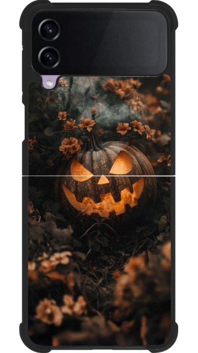 Samsung Galaxy Z Flip4 Case Hülle - Silikon schwarz Halloween 2025 Pumpkin with flowers