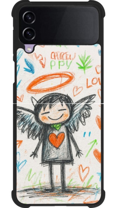 Samsung Galaxy Z Flip4 Case Hülle - Silikon schwarz Little Angel Sketch Love