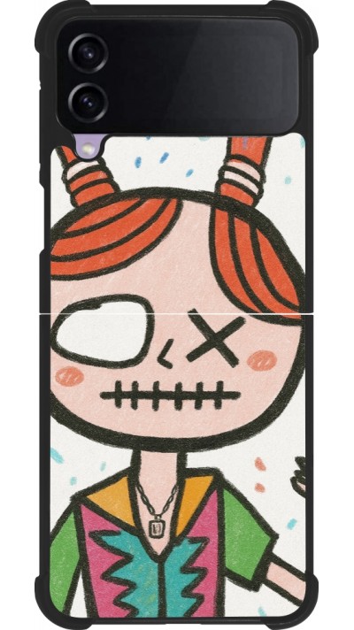 Samsung Galaxy Z Flip4 Case Hülle - Silikon schwarz Little Girl Sketch