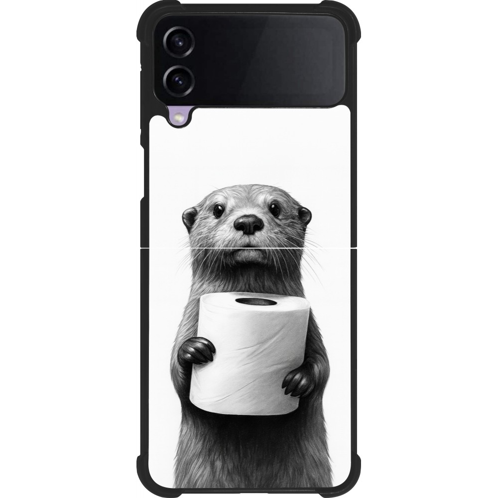 Coque Samsung Galaxy Z Flip4 - Silicone rigide noir Loutre papier de toilette