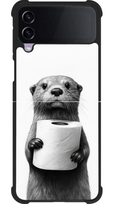 Samsung Galaxy Z Flip4 Case Hülle - Silikon schwarz Otter Toilettenpapier