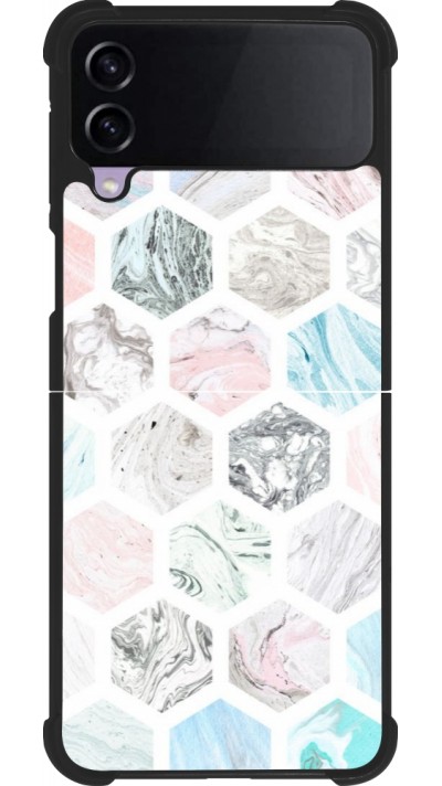 Samsung Galaxy Z Flip4 Case Hülle - Silikon schwarz Marble Everything