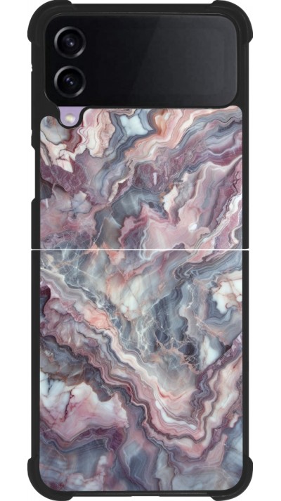 Samsung Galaxy Z Flip4 Case Hülle - Silikon schwarz Violetter silberner Marmor