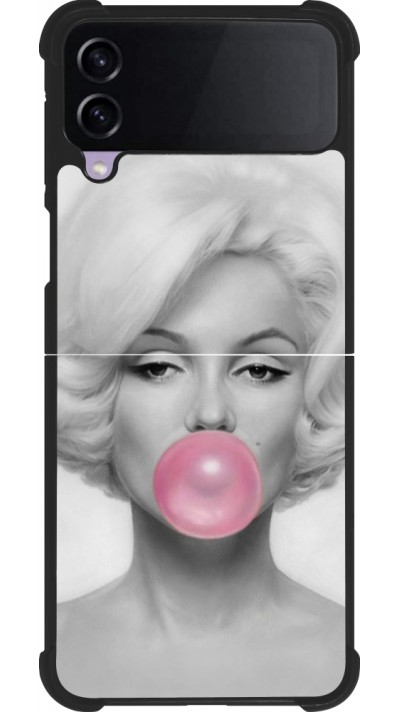 Coque Samsung Galaxy Z Flip4 - Silicone rigide noir Marilyn Bubble