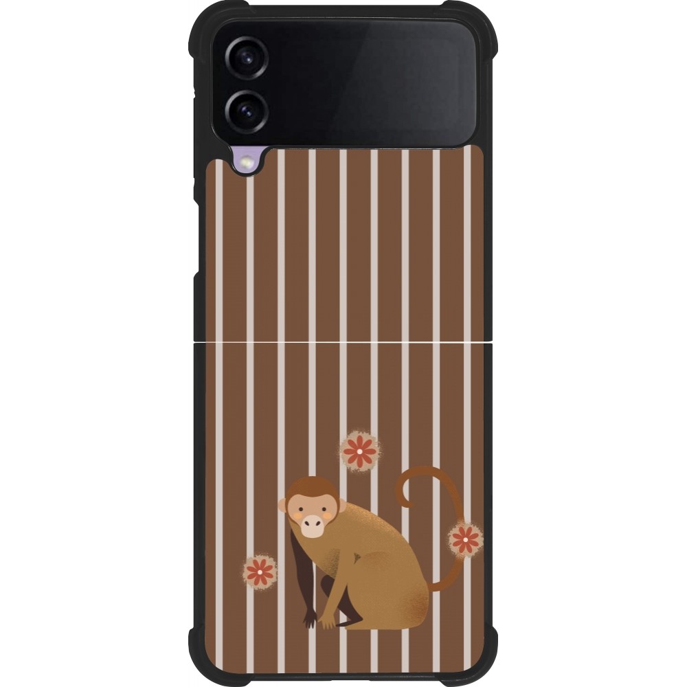 Samsung Galaxy Z Flip4 Case Hülle - Silikon schwarz Monkey with stripes