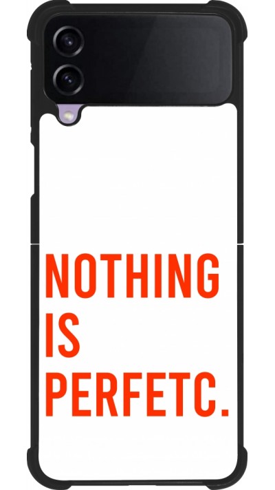 Coque Samsung Galaxy Z Flip4 - Silicone rigide noir Nothing is Perfetc