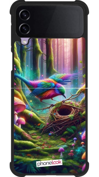 Samsung Galaxy Z Flip4 Case Hülle - Silikon schwarz Vogel Nest Wald