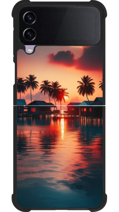 Coque Samsung Galaxy Z Flip4 - Silicone rigide noir Paradis Maldives