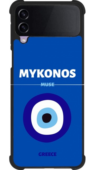Coque Samsung Galaxy Z Flip4 - Silicone rigide noir Pop Summer Destination Mykonos