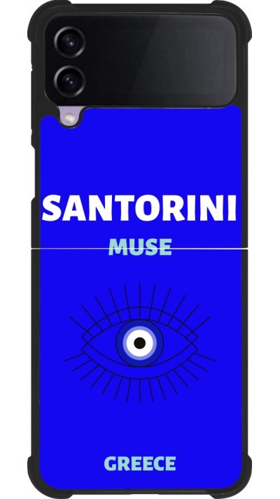 Coque Samsung Galaxy Z Flip4 - Silicone rigide noir Pop Summer Destination Santorini