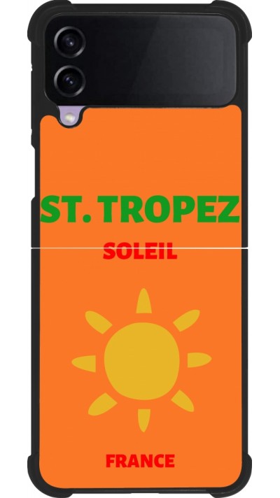 Coque Samsung Galaxy Z Flip4 - Silicone rigide noir Pop Summer Destination St-Tropez