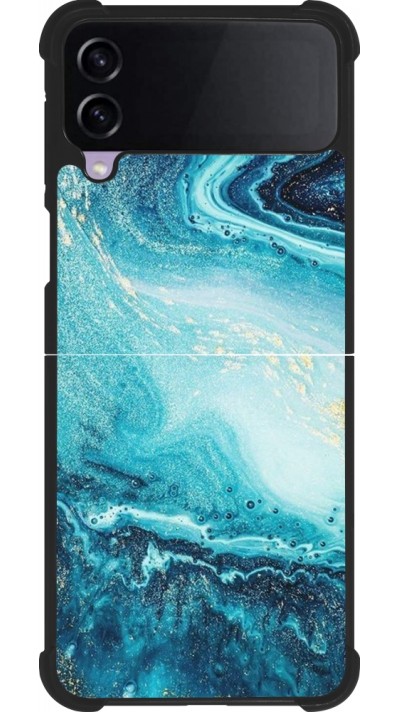 Coque Samsung Galaxy Z Flip4 - Silicone rigide noir Sea Foam Blue