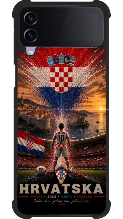 Samsung Galaxy Z Flip4 Case Hülle - Silikon schwarz Fussball Kroatien splash 2026