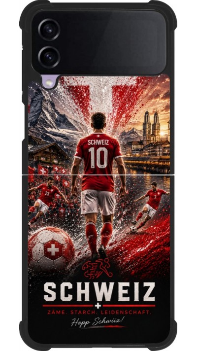 Samsung Galaxy Z Flip4 Case Hülle - Silikon schwarz Fussball Schweiz splash 2026