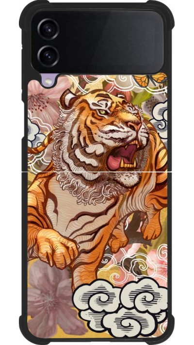 Coque Samsung Galaxy Z Flip4 - Silicone rigide noir Spring 23 japanese tiger