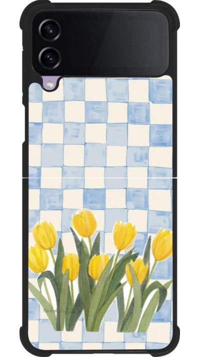 Samsung Galaxy Z Flip4 Case Hülle - Silikon schwarz Blue vichy tulips Spring 2026