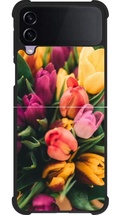 Samsung Galaxy Z Flip4 Case Hülle - Silikon schwarz Bouquet of tulips Spring 2026