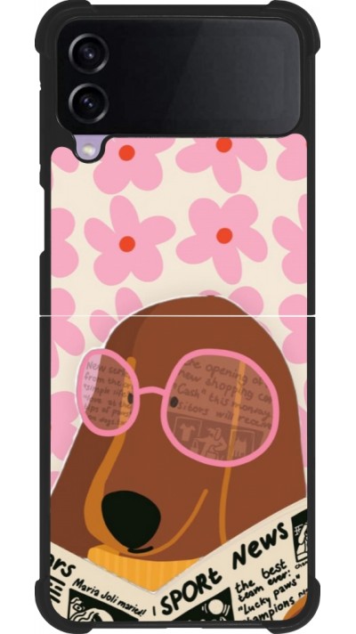 Samsung Galaxy Z Flip4 Case Hülle - Silikon schwarz Dog with newspaper Spring 2026