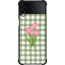 Samsung Galaxy Z Flip4 Case Hülle - Silikon schwarz Green vichy tulips Spring 2026