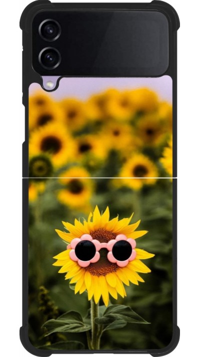 Samsung Galaxy Z Flip4 Case Hülle - Silikon schwarz Sunflower with glasses Spring 2026