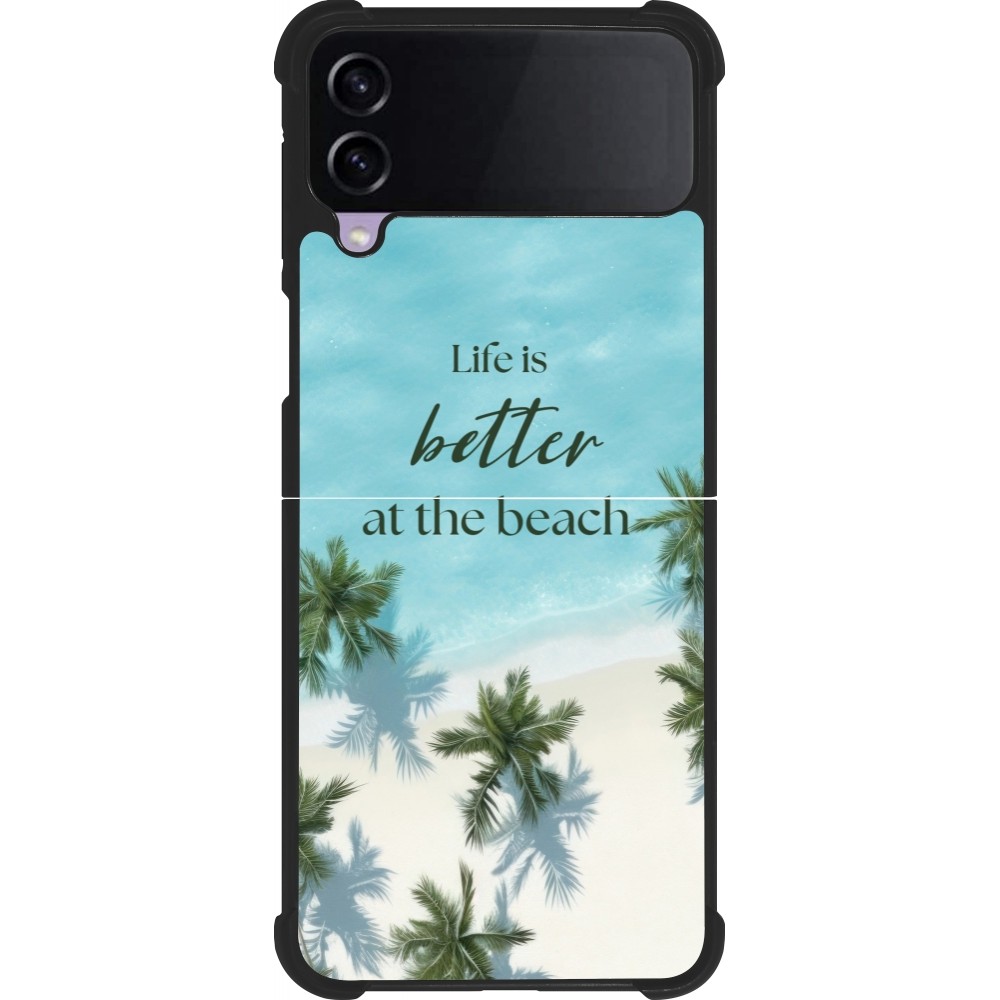 Samsung Galaxy Z Flip4 Case Hülle - Silikon schwarz Summer 2025 Life is better at the beach