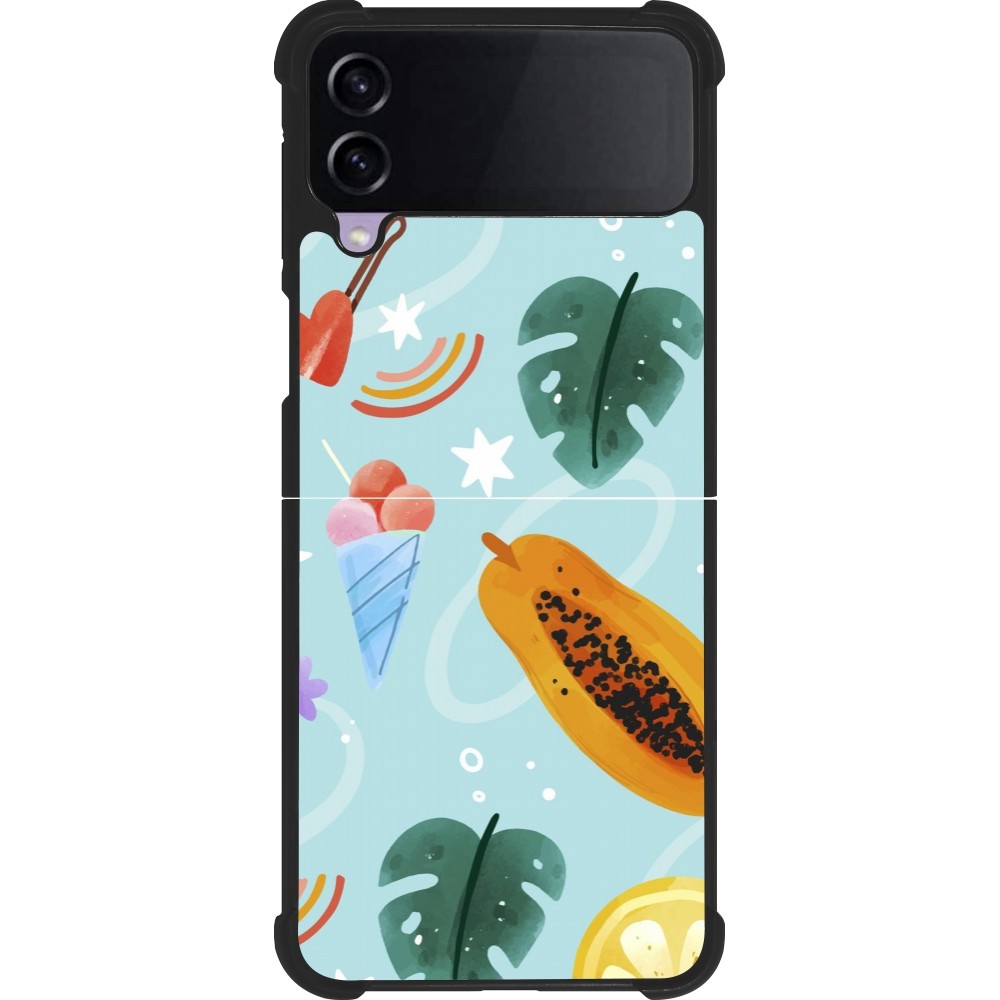 Samsung Galaxy Z Flip4 Case Hülle - Silikon schwarz Summer 2025 Pattern papaya