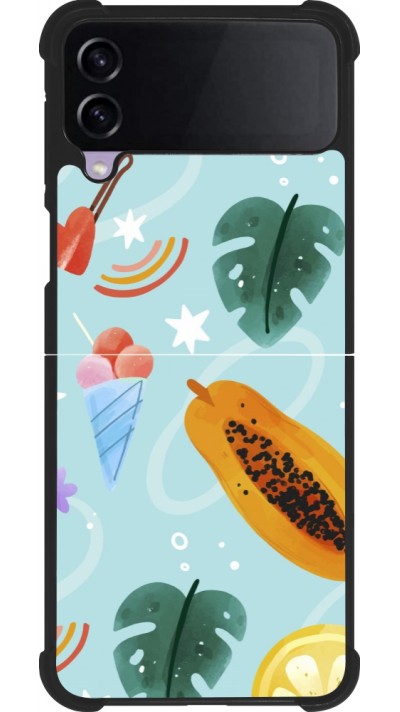 Samsung Galaxy Z Flip4 Case Hülle - Silikon schwarz Summer 2025 Pattern papaya