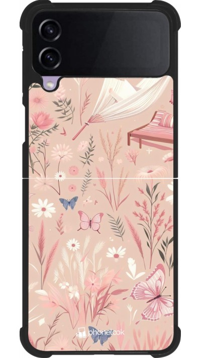 Coque Samsung Galaxy Z Flip4 - Silicone rigide noir Summer Pastel Pattern