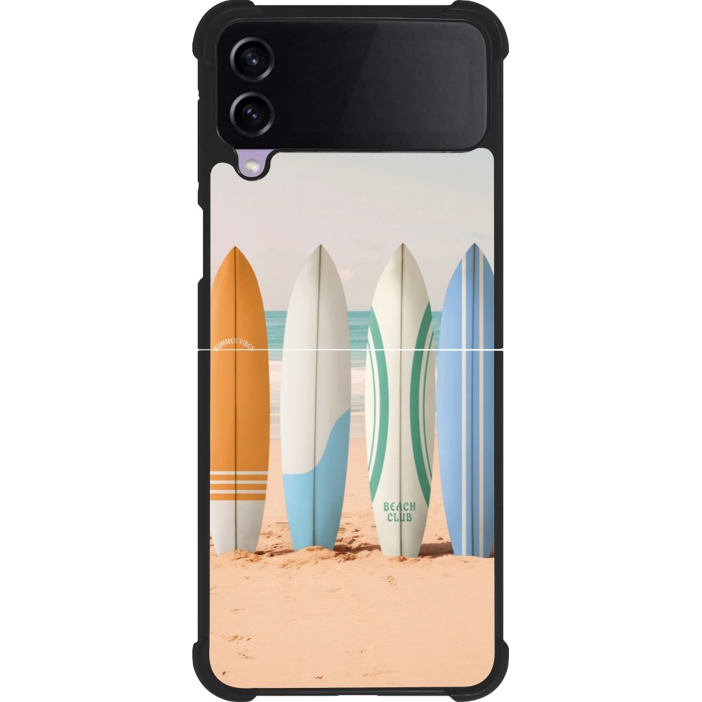 Coque Samsung Galaxy Z Flip4 - Silicone rigide noir Summer surfboard 2025