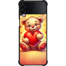 Coque Samsung Galaxy Z Flip4 - Silicone rigide noir Valentine 2024 Teddy love