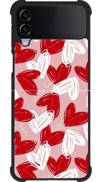 Samsung Galaxy Z Flip4 Case Hülle - Silikon schwarz Valentine 2024 with love heart