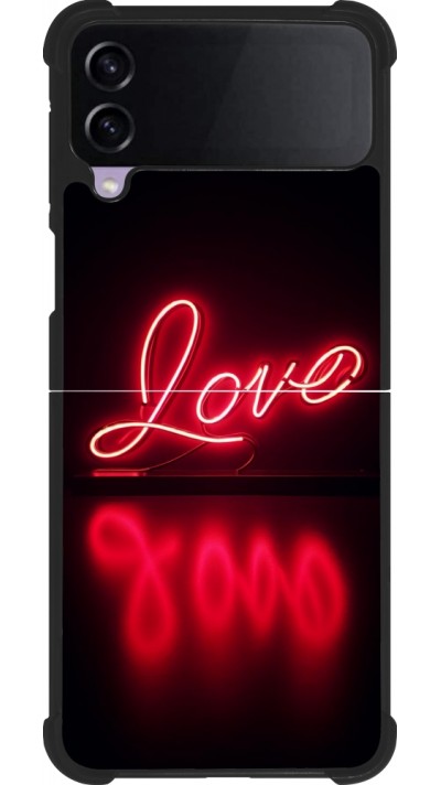Samsung Galaxy Z Flip4 Case Hülle - Silikon schwarz Valentine 2025 Neon Liebe