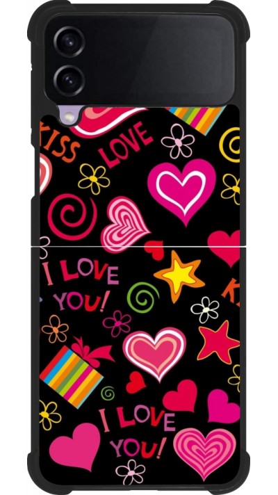 Samsung Galaxy Z Flip4 Case Hülle - Silikon schwarz Valentine 2023 love symbols