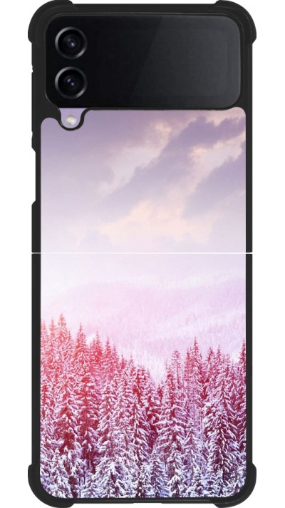 Samsung Galaxy Z Flip4 Case Hülle - Silikon schwarz Winter 22 Pink Forest