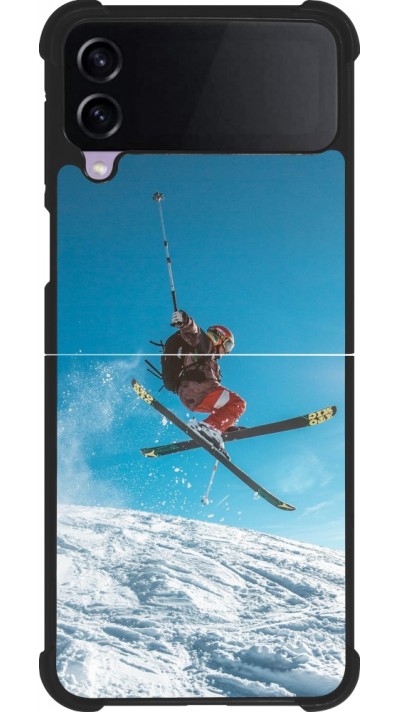 Samsung Galaxy Z Flip4 Case Hülle - Silikon schwarz Winter 22 Ski Jump
