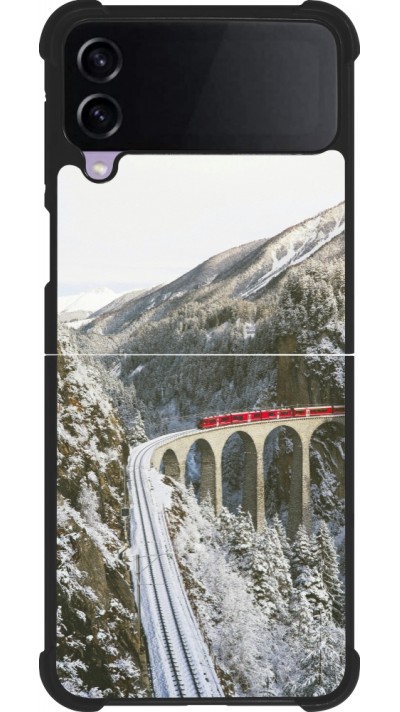 Samsung Galaxy Z Flip4 Case Hülle - Silikon schwarz Winter 25 Winter polar express
