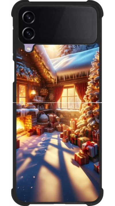 Samsung Galaxy Z Flip4 Case Hülle - Silikon schwarz Weihnachten Chalet Feerie
